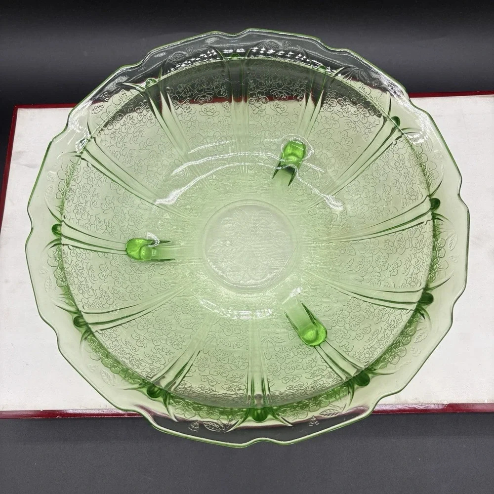 Vintage Uranium Vaseline Glass Bowl 10